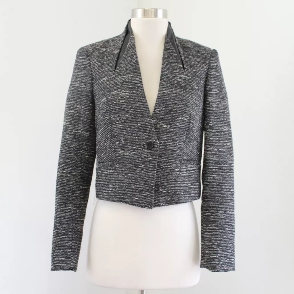 Vince Camuto Cropped Metallic Tweed Jacket